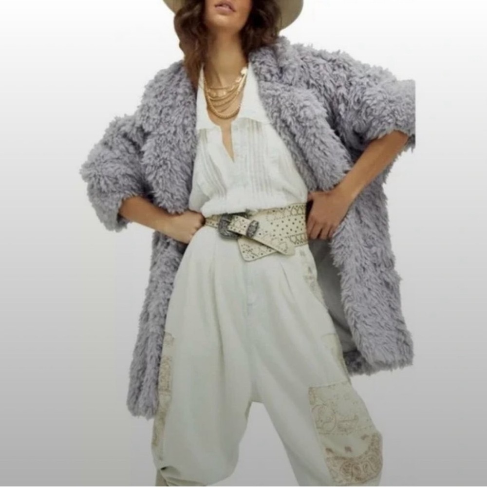 Free People Gray Teddy Jacket size S - Picture 6 of 9